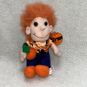 Kellytoy vintage Halloween plush Boy plush  Pumpkin 9.5 orange hair